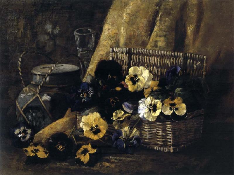 Hirst, Claude Raguet Basket of Pansies oil painting picture